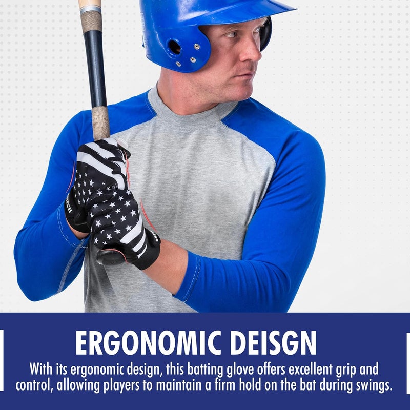Dot Stitch USA Flag Baseball Batting Gloves & Softball Glove American Flag Batting Gloves Youth Kids Baseball Batting Glove Youth Men Adult & Unisex - Image 2
